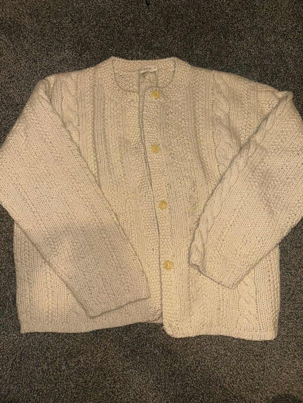 J crew women’s cardigan 100% wool cream color size large